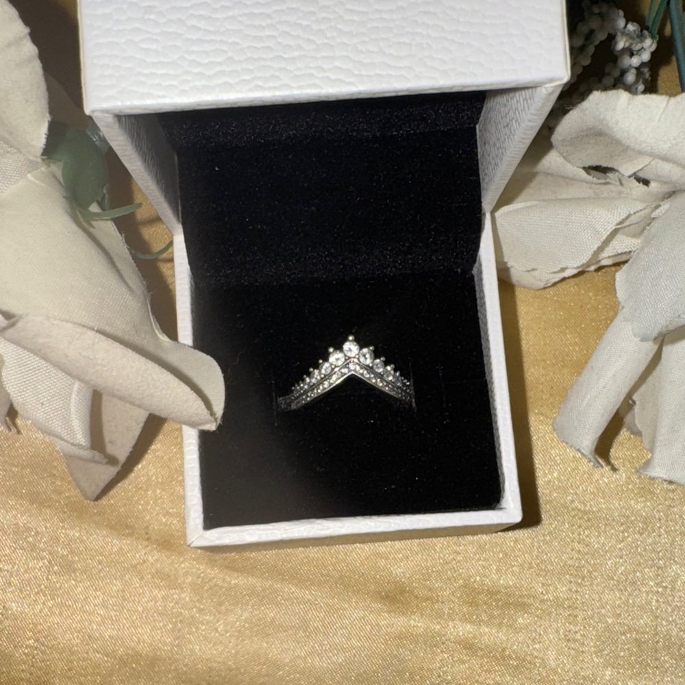Pandora Silver and White Crystal Ring